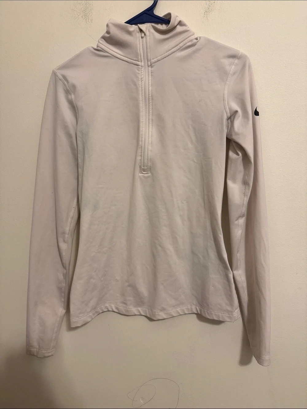 Nike White Long-Sleeve Quarter Zip Pullover